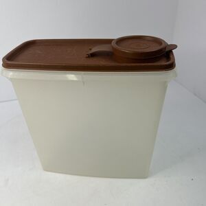 Vintage Tupperware Super Cereal Storer 115 Sheer Container Brown Flip Top Lid